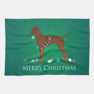 Vizsla Dog Frohe Weihnachtsgestaltung Küchentuch