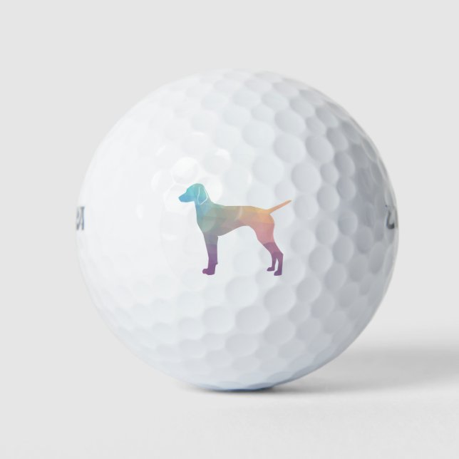 Vizsla Dog Geometric Pattern Silhouette Pastel Golfball (Vorderseite)