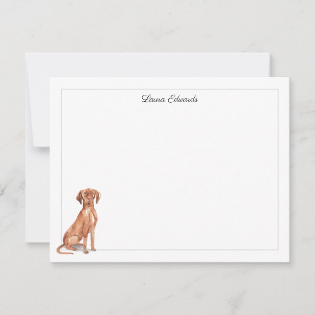 Vizsla Dog Gray Border Personalized Mitteilungskarte (Vorderseite)