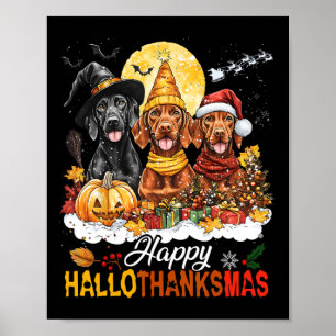 Vizsla Dog Halloween Weihnachtsfest Hallothanksma Poster