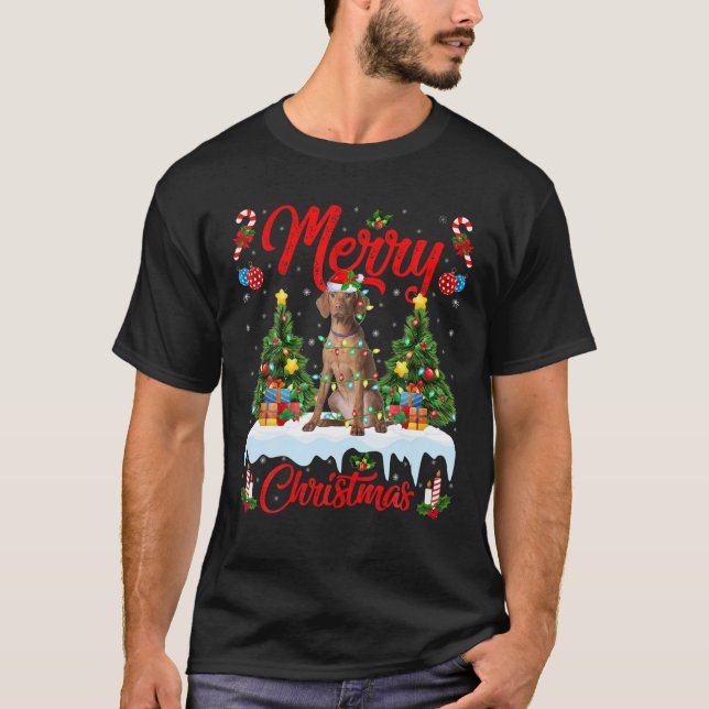 Vizsla Dog Lover Xmas Weihnachtsmannmütze Vizsla C T-Shirt (Vorderseite)
