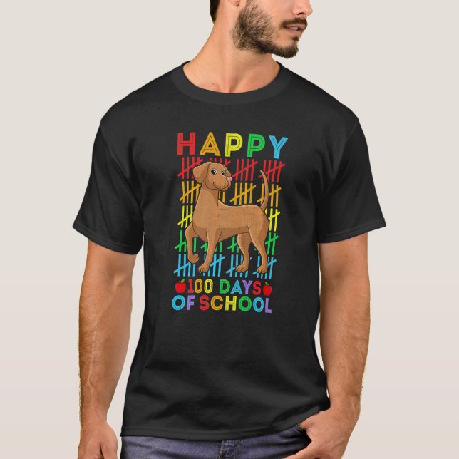 Vizsla Dog Lovers Teacher Student Happy 100 Days o T-Shirt (Vorderseite)