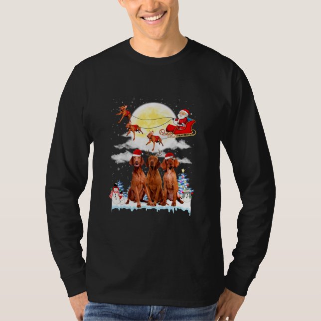 Vizsla Dog Santa Sleigh Christmas Lover  T-Shirt (Vorderseite)