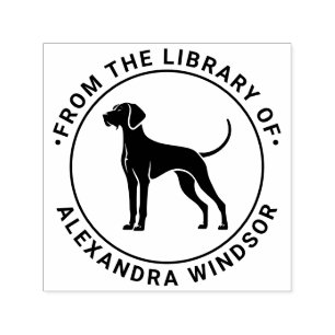 Vizsla Dog Stehend Silh Library Name Permastempel