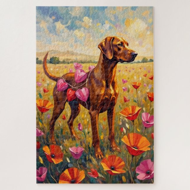 Vizsla Dog Valentine's Day Heart Lanterns Puzzle (Vertikal)