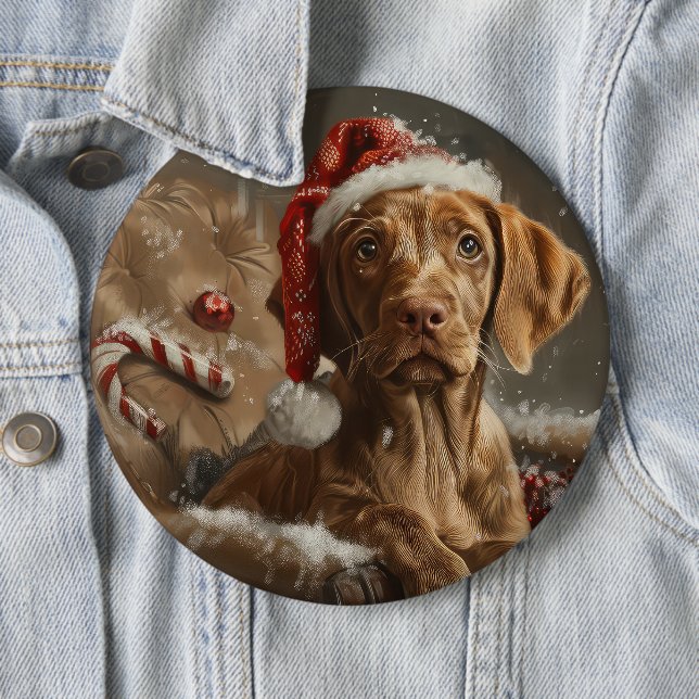 Vizsla Dog Weihnachtsfest Button (Beispiel)