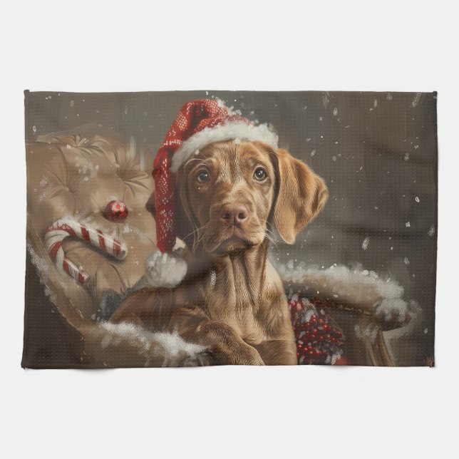 Vizsla Dog Weihnachtsfest Geschirrtuch (Horizontal)