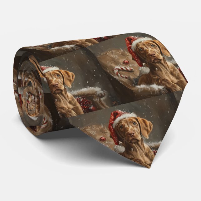 Vizsla Dog Weihnachtsfest Krawatte (Gerollt)