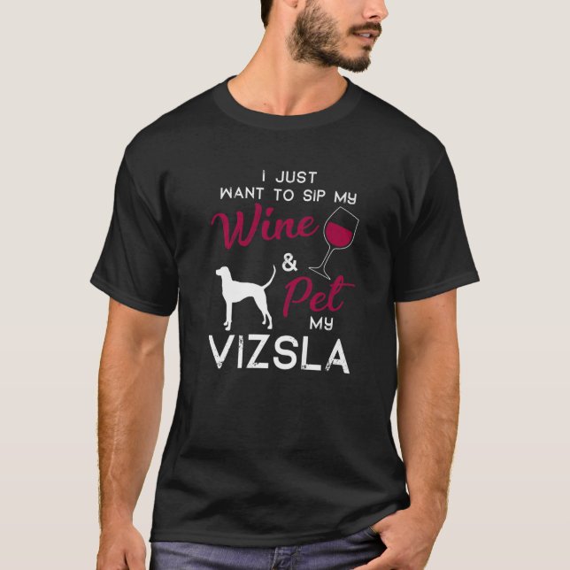 Vizsla Dog Wine Lover Eigentümer Weihnachten Gebur T-Shirt (Vorderseite)