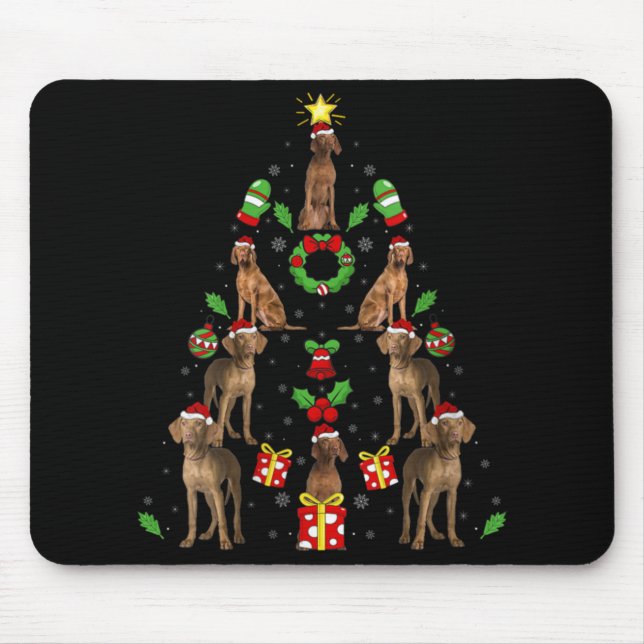 Vizsla Dog Xmas Lighting Tree Vizsla Christmas V N Mousepad (Vorne)