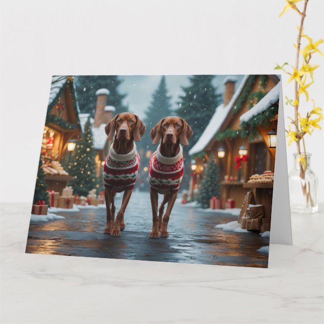 Vizsla Dogs Weihnachtsfeiertag Karte