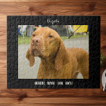 Vizsla Foto Dog Breed Jigsaw Puzzle<br><div class="desc">Ein Foto eines niedlichen Vizsla,  mit dem Namen der Rasse über der Spitze und ein paar Worten,  die das Tempel der Rasse beschreiben,  ist ein großartiges Geschenk für alle Besitzer und Liebhaber von Vizsla.</div>