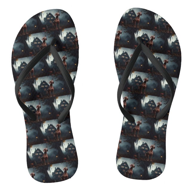 Vizsla Halloween Beängstigend Flip Flops (Fußbett)