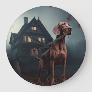 Vizsla Halloween Beängstigend Große Wanduhr