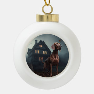 Vizsla Halloween Beängstigend Keramik Kugel-Ornament