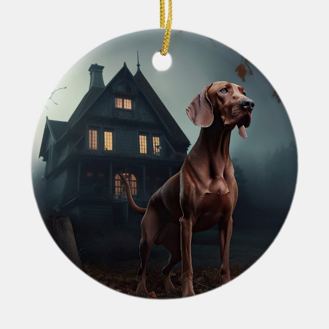 Vizsla Halloween Beängstigend Keramik Ornament (Vorne)