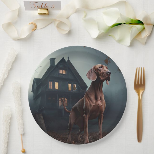 Vizsla Halloween Beängstigend Pappteller (Hochzeit)