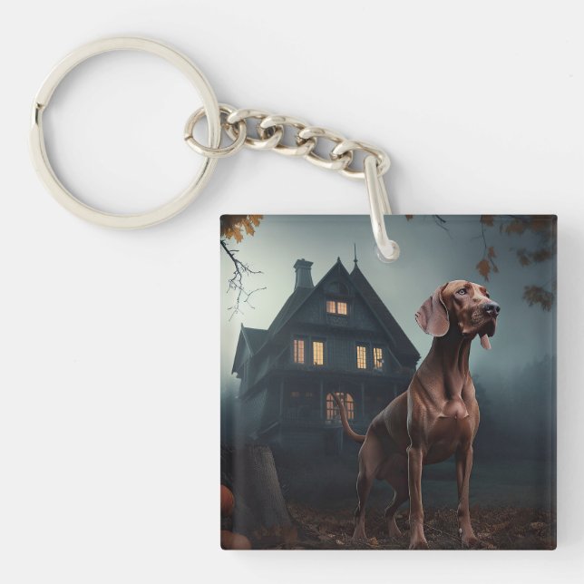 Vizsla Halloween Beängstigend Schlüsselanhänger (Vorderseite)