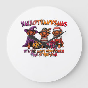 Vizsla Halloween Thanksgiving Christmas Classic T- Große Wanduhr