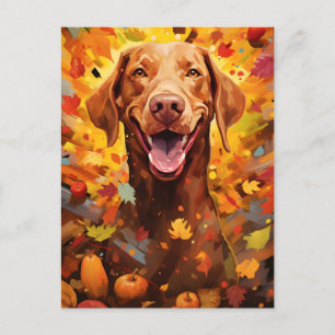 Vizsla Herbst Thanksgiving  Postkarte