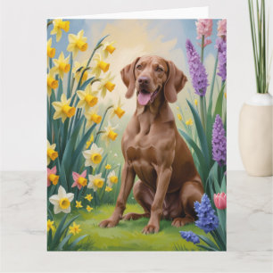 Vizsla-Hund-Frühlingsblumen-Gemälde Karte