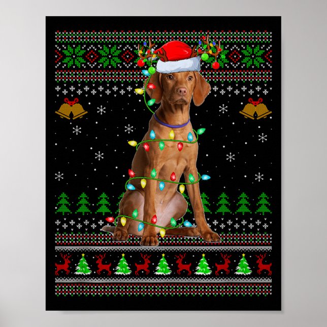 Vizsla Hund hässliche Weihnachtspullover Feiertage Poster (Vorne)