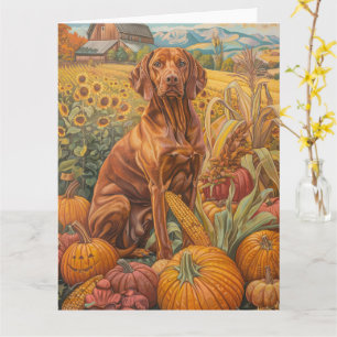 Vizsla-Hund Herbsternte Erntedankfest Karte
