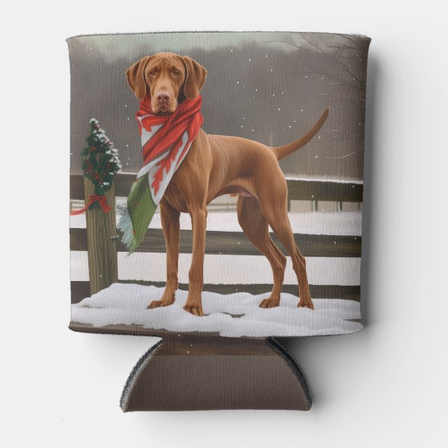 Vizsla Hund in Schnee Weihnachten Dosenkühler (Vorderseite)