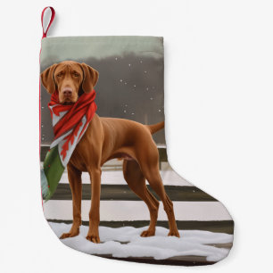 Vizsla Hund in Schnee Weihnachten Kleiner Weihnachtsstrumpf
