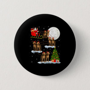 Vizsla-Hund Santa Schlitten Fliegend Lustig Magisc Button