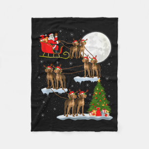 Vizsla Hund Santa Schlitten Fliegend Lustig Magisc Fleecedecke