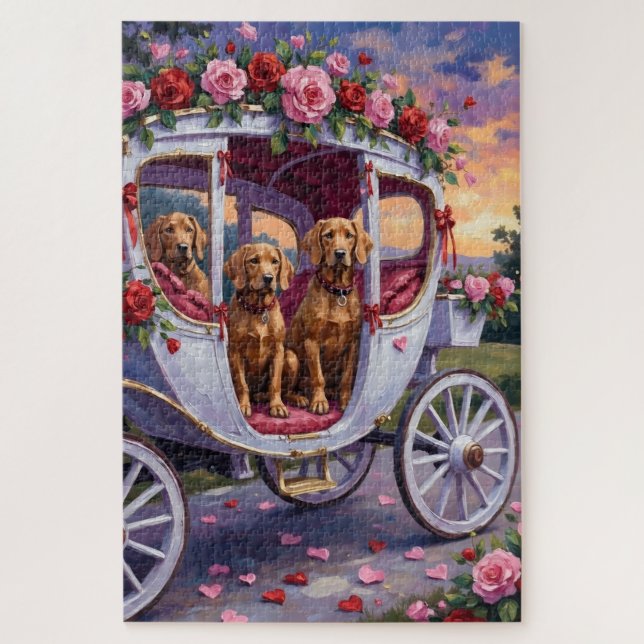 Vizsla Hund Valentinstag Puzzle (Vertikal)