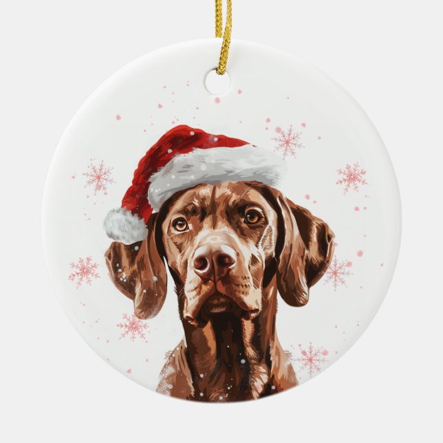 Vizsla Hund Weihnachten Personalisiert Keramik Ornament (Vorne)