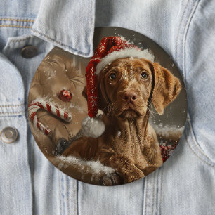 Vizsla Hund Weihnachtsfestlich Button