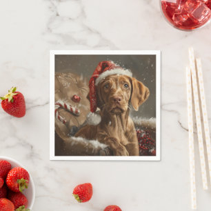Vizsla-Hund Weihnachtsfestlich Serviette