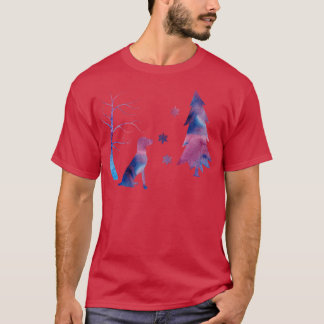 Vizsla-Hund Winterkunst mit Schneeflocken T-Shirt