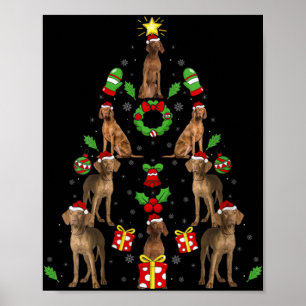 Vizsla Hund Xmas Lichter Baum Vizsla Weihnachten V Poster