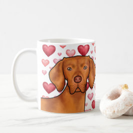 Vizsla-Hunde-Liebe mit rotem und rosafarbenem Herz Kaffeetasse