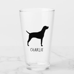 Vizsla HundeSilhouette personalisiert Glas