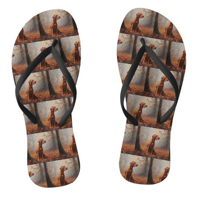 Vizsla im Herbst Leaves Fall Inspiriert Flip Flops (Fußbett)