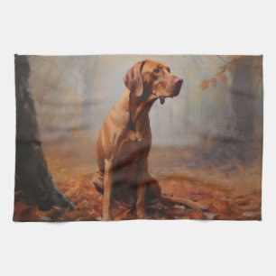 Vizsla im Herbst Leaves Fall Inspiriert Geschirrtuch