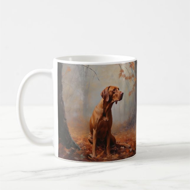 Vizsla im Herbst Leaves Fall Inspiriert Kaffeetasse (Links)