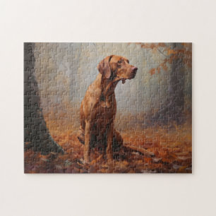 Vizsla im Herbstlaubfall inspirieren Puzzle