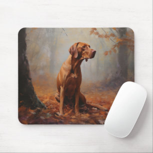 Vizsla im Herbstlaubfall inspiriert Mousepad