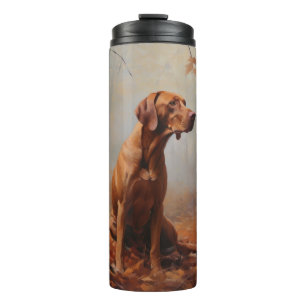 Vizsla im Herbstlaubfall inspiriert Thermosbecher