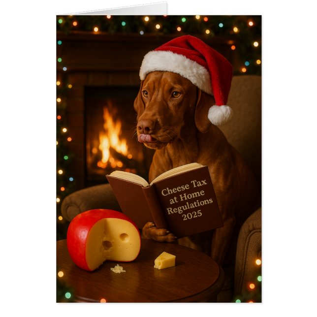 Vizsla 'Käse-Steuer' Weihnachtskarte (Vorne)