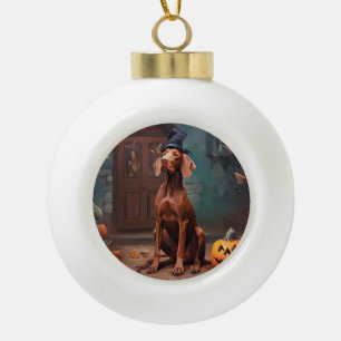 Vizsla-Kürbisse Halloween Gruselig Keramik Kugel-Ornament