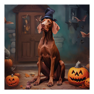 Vizsla-Kürbisse Halloween Gruselig Poster