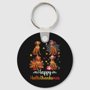 Vizsla Lover Halloween Frohe Weihnachts-Happy Hall Schlüsselanhänger
