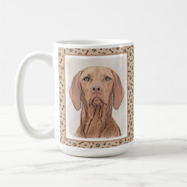 Vizsla-Malerei - Niedliche Original Hunde Kunst Kaffeetasse (Links)